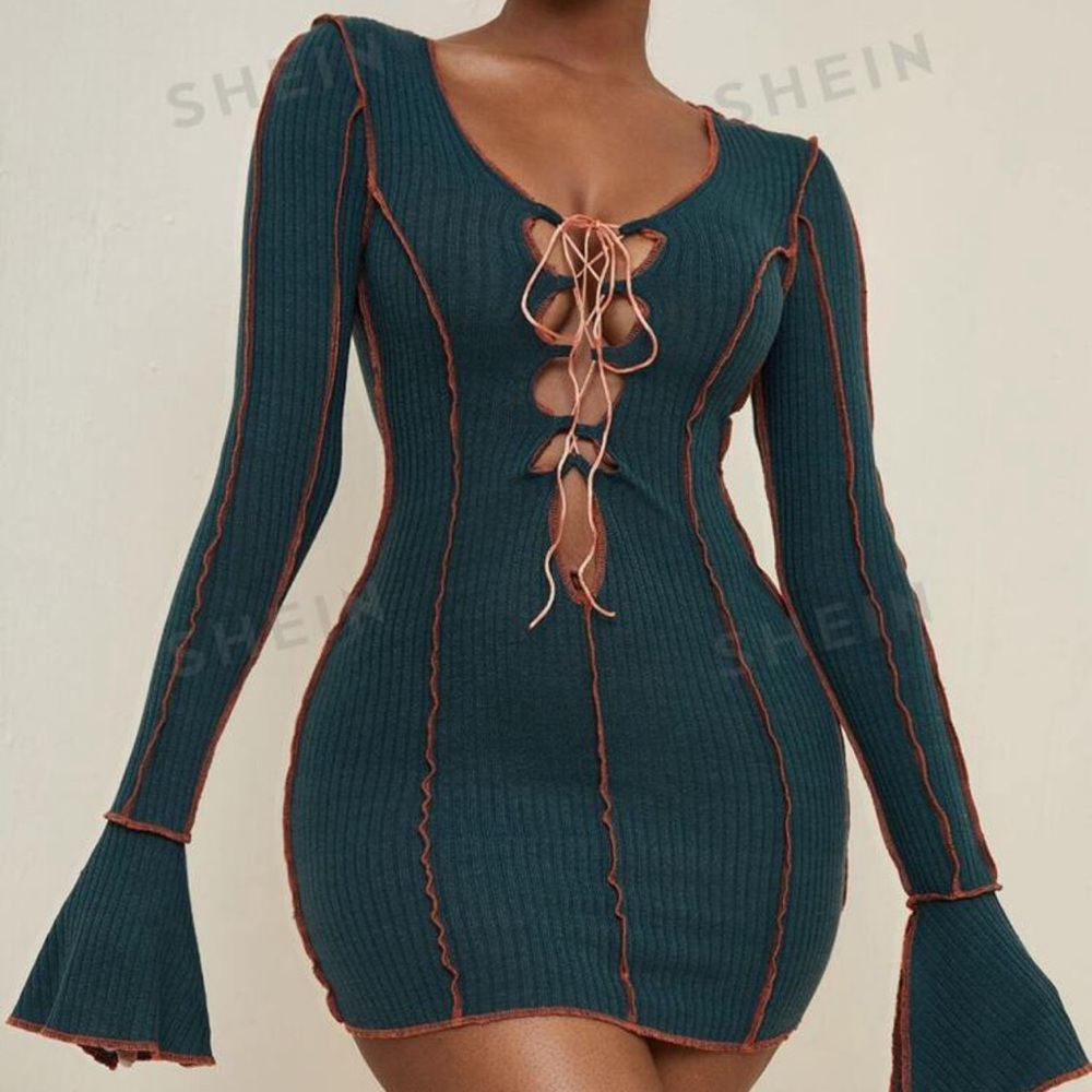 Lace up bodycon dress